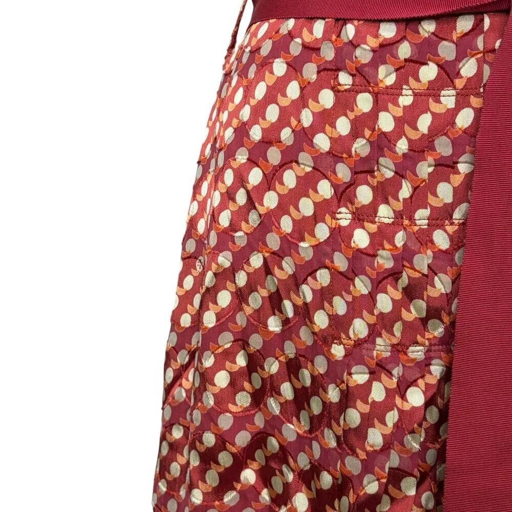 Tory Burch Kir Royal Ruby Silk Skirt Half Moon Size 2